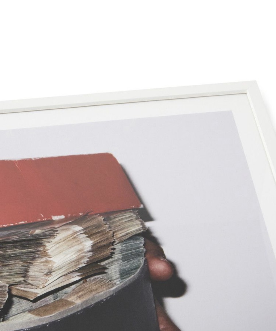 Rubber Bands and a Shoebox archival print, corner detail